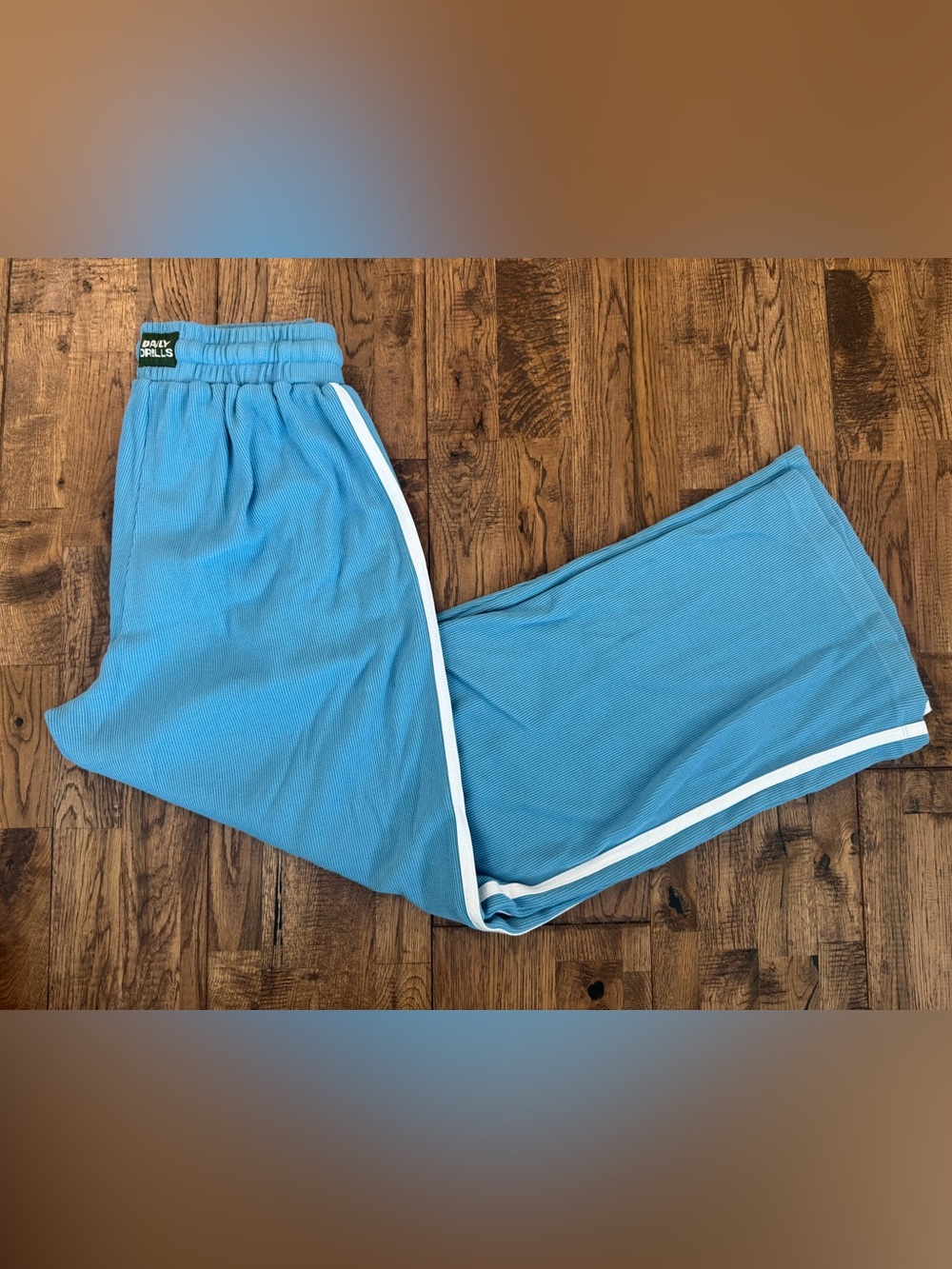 Daily Drills Thermal Resort Pants Striped Malibu Blue Wide Leg Size M/L EE